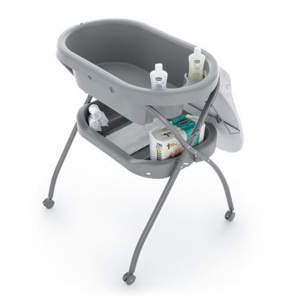 PETITE&MARS - Stalak sa kadicom i podlogom za previjanje SPA 3u1 sivo