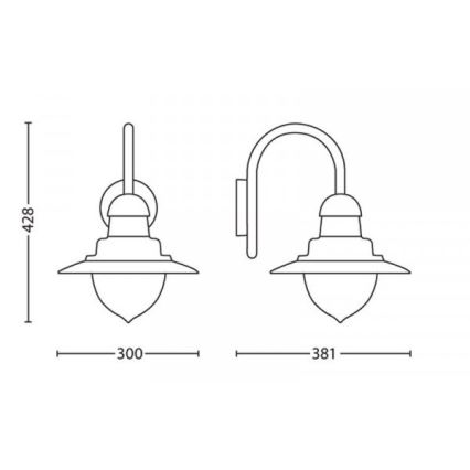 Philips 01652/06/PN - Spoljna zidna lampa MYGARDEN RAINDROP 1xE27/53W/230V IP44