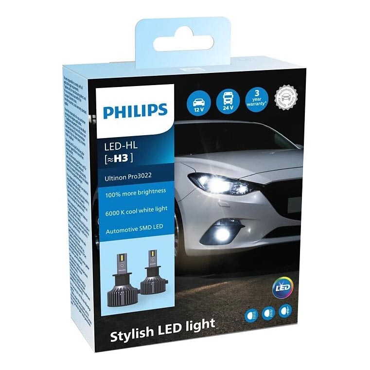 Philips 11336U3022X2 - Set 2x LED Auto sijalica Ultinon Pro3022 H3 PK22s/20W/12/24V 6000K