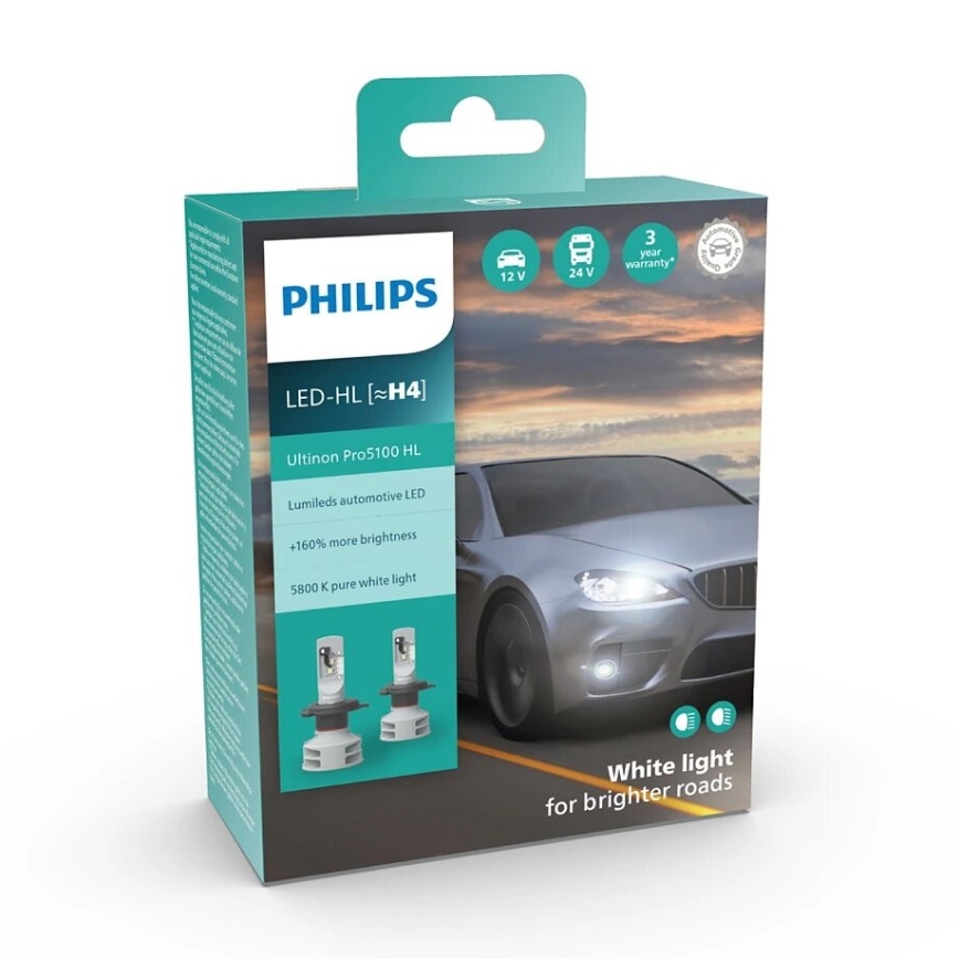 Philips 11342U51X2 - Komplet 2x LED autožarulje Ultinon Pro5100 H4 P43t-38/12W/12/24V 5800K