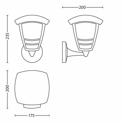 Philips 15380/30/16 - Spoljašnja zidna lampa MYGARDEN CREEK 1xE27/60W/230V