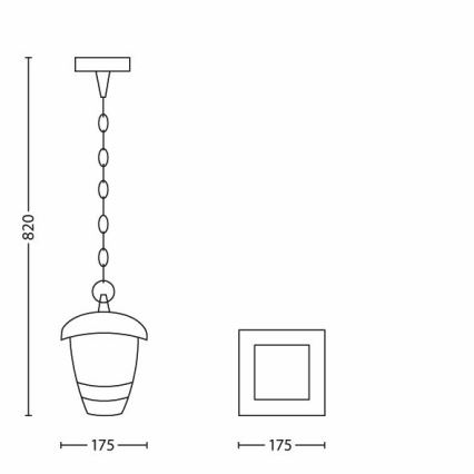 Philips - Spoljašnji viseći luster 1xE27/60W/230V crno