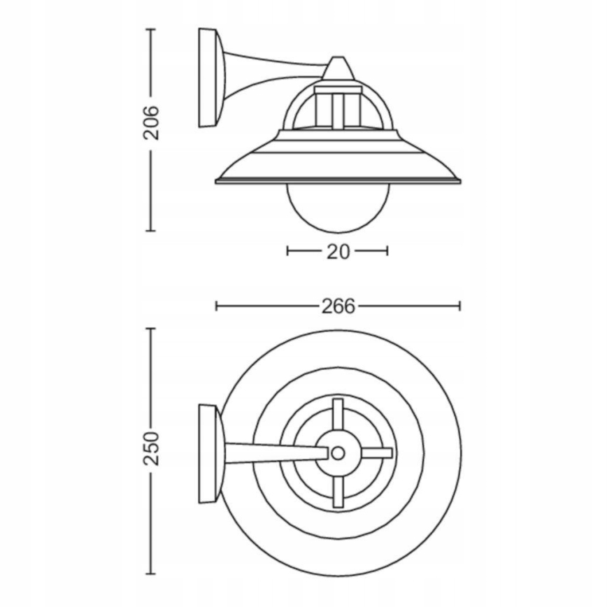 Philips 17381/30/PN - Spoljašnja zidna lampa COMORANT 1xE27/42W/230V IP44