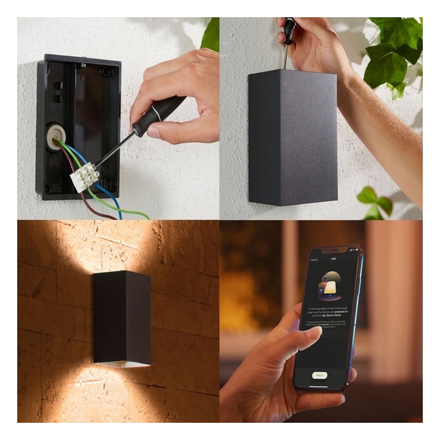 LED RGBW prigušiva spoljašnje zidno svetlo Hue RESONATE, 2x LED/8W/230V, 2000-6500K, IP44