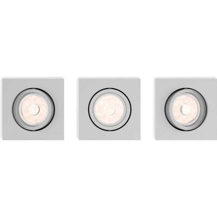 Philips 50193/87/PN - Komplet 3x ugradnih plafonskih svetiljki ENNEPER 1xGU10/5,5W/230V