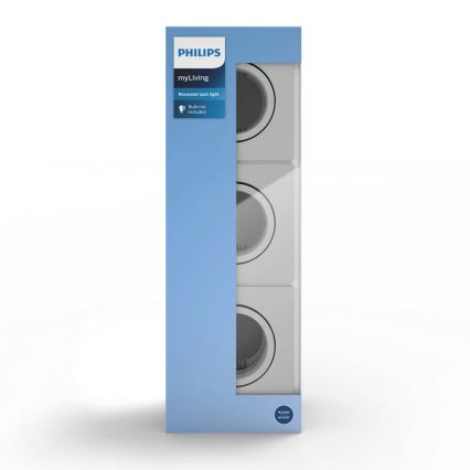 Philips 50193/87/PN - Komplet 3x ugradnih plafonskih svetiljki ENNEPER 1xGU10/5,5W/230V