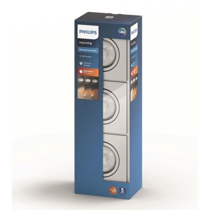 Philips  50393/11/P0 - KOMPLET 3x LED prigušiva ugradna plafonska svetiljka SHELLBARK LED/4,5W/230V