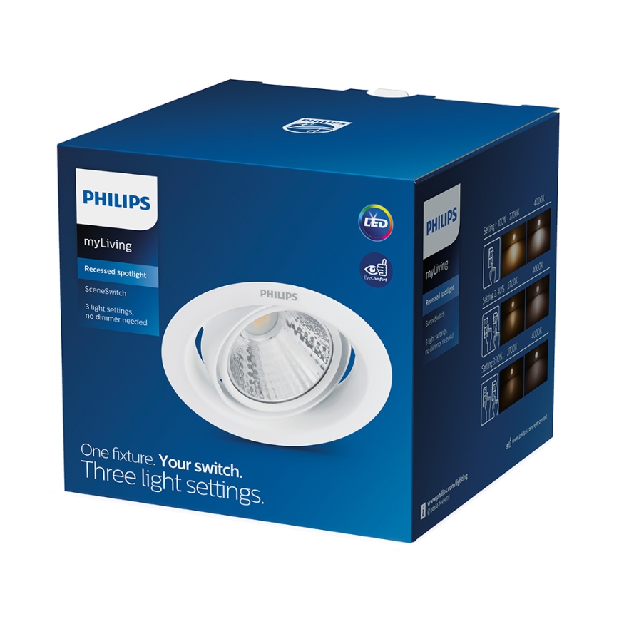 Philips - LED prigušiva ugradna stropna svetiljka SCENE SWITCH 1xLED/5W/230V 4000K