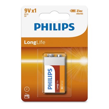 Philips 6F22L1B/10 - Cink-hloridna baterija 6F22 LONGLIFE 9V 150mAh
