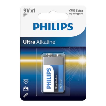 Philips 6LR61E1B/10 - Alkalijska baterija 6LR61 ULTRA ALKALINE 9V 600mAh