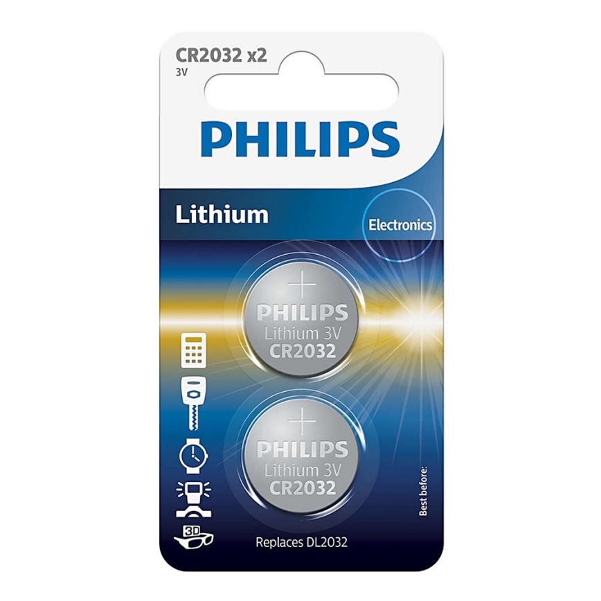 Philips CR2032P2/01B - 2 komada litijumske dugmetaste baterije CR2032 MINICELLS 3V 240mAh