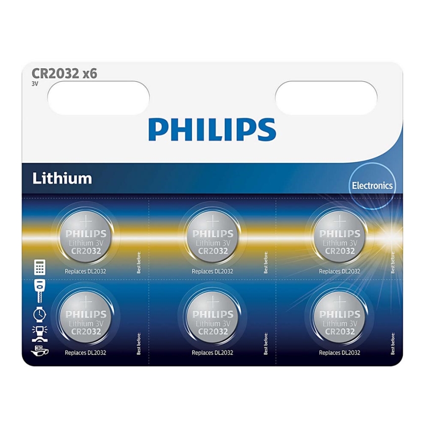 Philips CR2032P6/01B - 6 kom litijumska dugmićasta baterija CR2032 MINICELLS 3V 240mAh