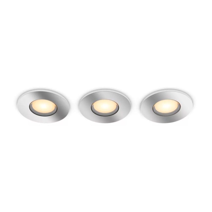 Philips - Komplet 3x LED prigušiva kupatilsko ugradno svetlo Hue ADORE BATHROOM 1xGU10/4,2W/230V 2200-6500K IP44