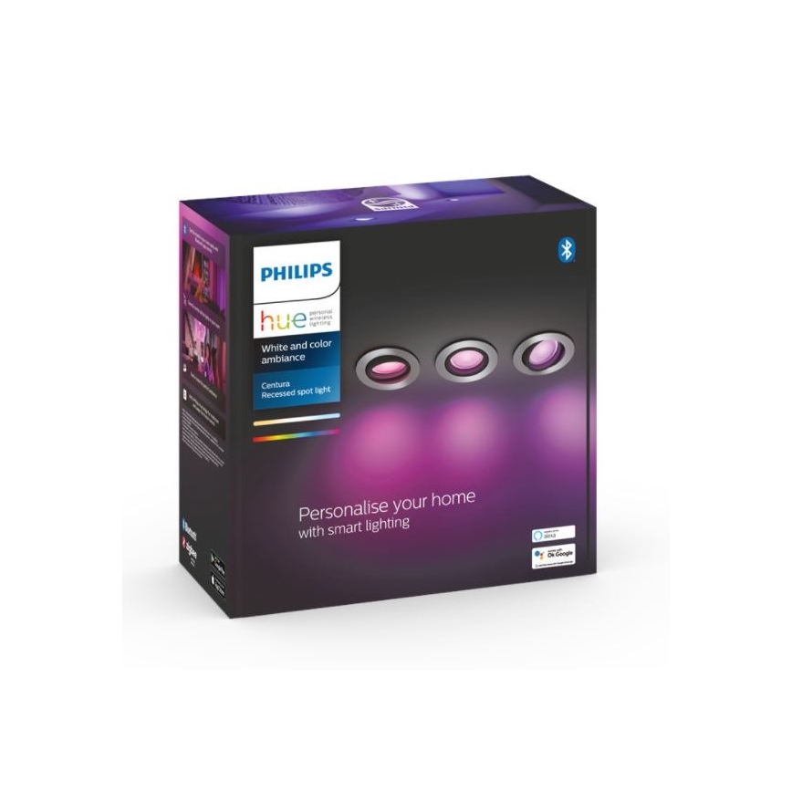 Philips - Komplet 3x LED RGB prigušiva ugradna svetla Hue CENTURA 1xGU10/5,7W/230V 2000-6500K