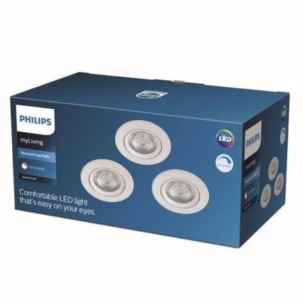 Philips - Komplet 3x prigušiva ugradna stropna LED svetiljka LED/5W/230V 2700K