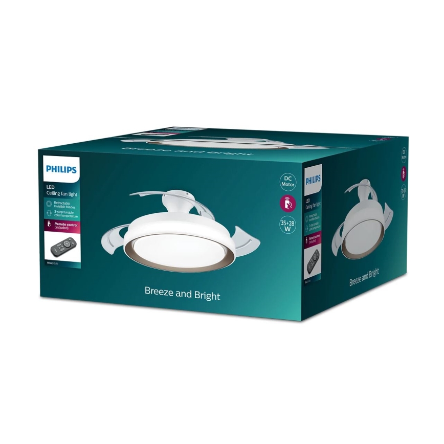 Philips-LED plafonsko svetlo sa ventilatorom LED/35W/230V 5500/4000/2700K + daljinski upravljač zlatna