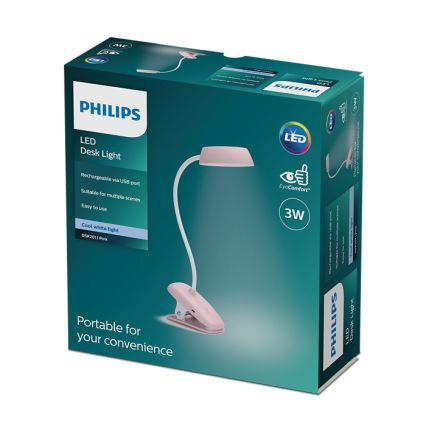Philips - LED Prigušiva lampa sa štipaljkom DONUTCLIP LED/3W/5V 1200 mAh CRI 90 roze