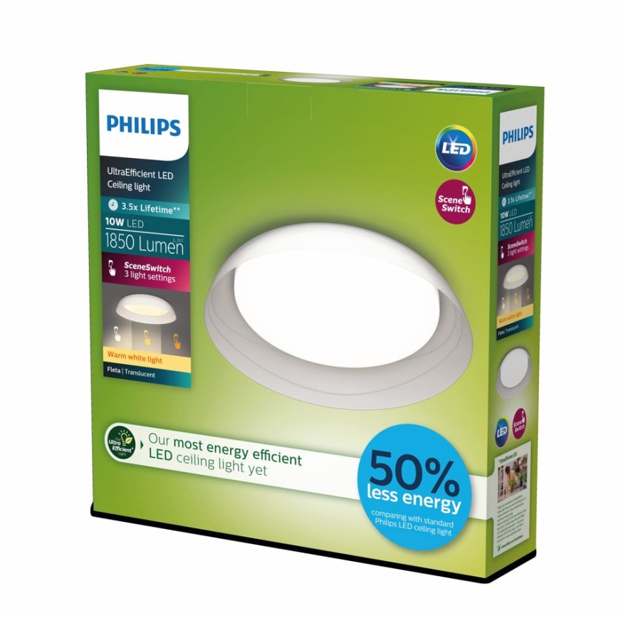 Philips - LED Prigušiva plafonjera FLETA SCENE SWITCH LED/10W/230V 2700K prozirna