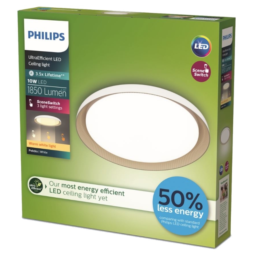 Philips - LED Prigušiva plafonjera PEBBLO SCENE SWITCH LED/10W/230V 2700K bela