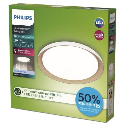 Philips - LED Prigušiva plafonjera PEBBLO SCENE SWITCH LED/10W/230V 4000K bela
