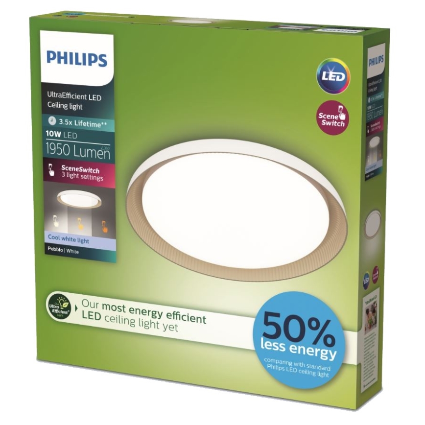 Philips - LED Prigušiva plafonjera PEBBLO SCENE SWITCH LED/10W/230V 4000K bela
