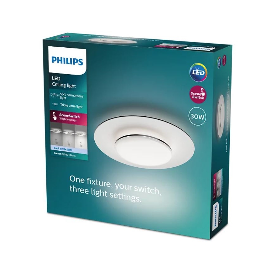 Philips- LED prigušiva plafonska svetiljka SCENE SWITCH LED/30W/230V 4000K crna