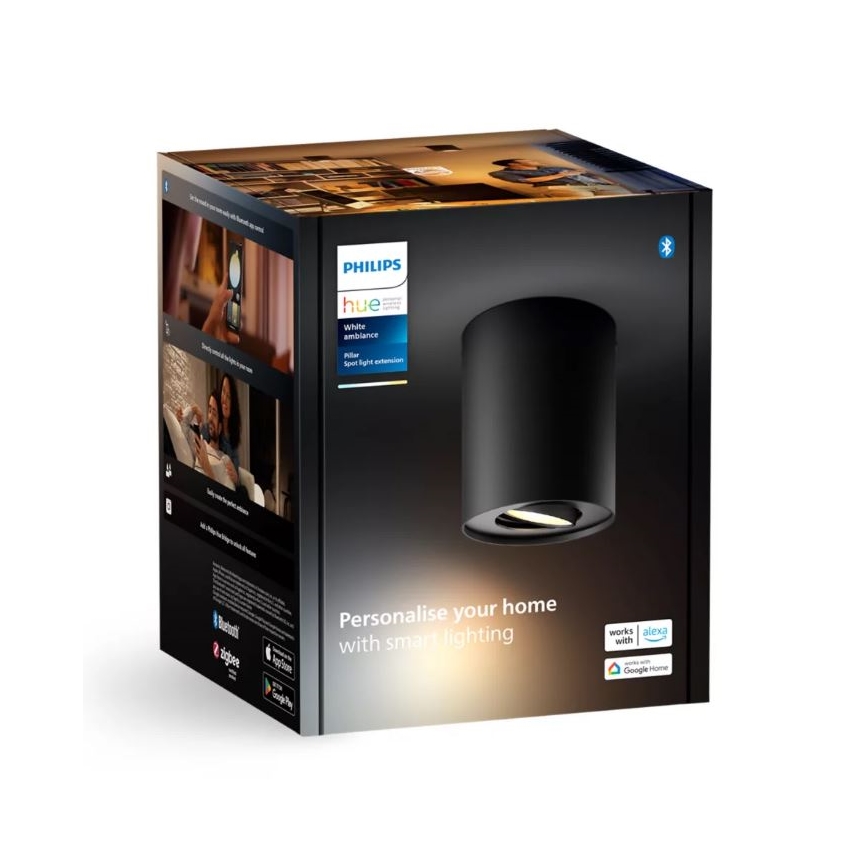 Philips - LED Prigušiva reflektorska lampa Hue PILLAR 1xGU10/4,2W/230V 2200-6500K crno