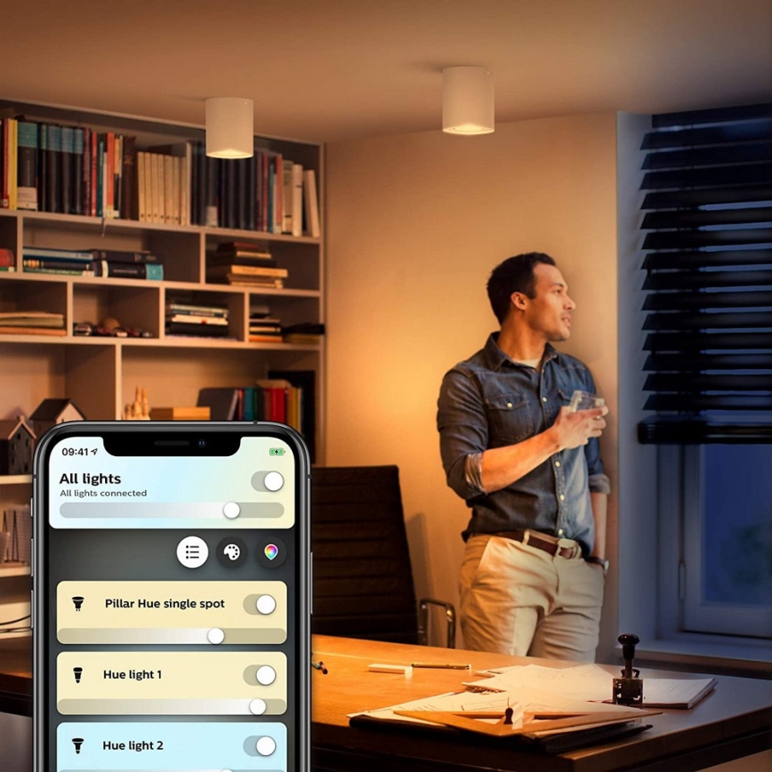 Philips - LED Prigušiva reflektorska lampa Hue PILLAR 1xGU10/4,2W/230V 2200-6500K + Daljinski upravljač bela