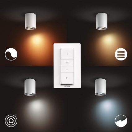 Philips - LED Prigušiva reflektorska lampa Hue PILLAR 1xGU10/4,2W/230V 2200-6500K + Daljinski upravljač bela
