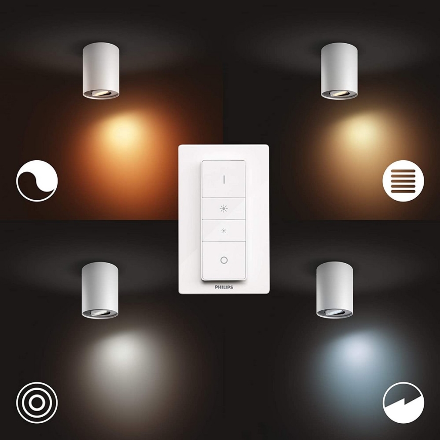 Philips - LED Prigušiva reflektorska lampa Hue PILLAR 1xGU10/4,2W/230V 2200-6500K + Daljinski upravljač bela