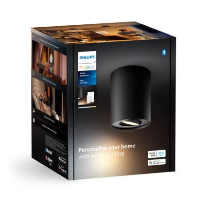 Philips - LED Prigušiva reflektorska lampa Hue PILLAR 1xGU10/4,2W/230V 2200-6500K + Daljinski upravljač crno