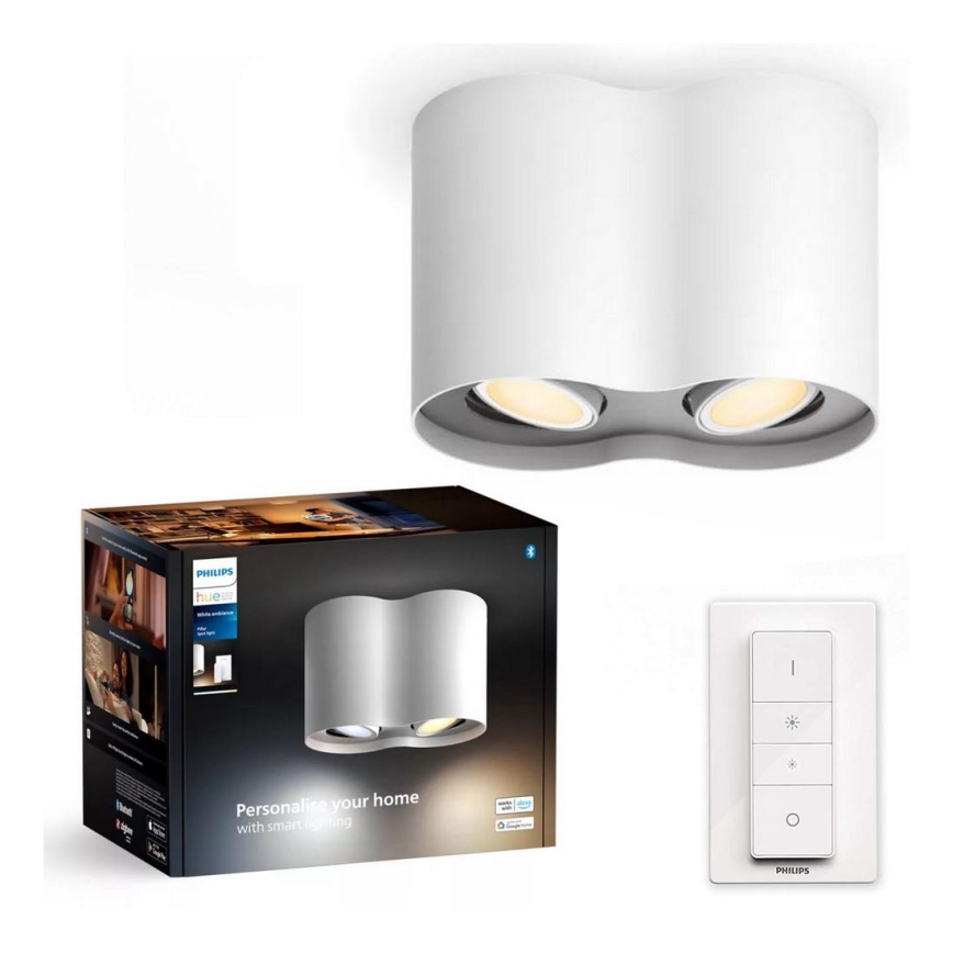 Philips - LED Prigušiva reflektorska lampa Hue PILLAR 2xGU10/4,2W/230V 2200-6500K + Daljinski upravljač bela