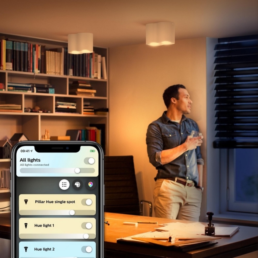 Philips - LED Prigušiva reflektorska lampa Hue PILLAR 2xGU10/4,2W/230V 2200-6500K + Daljinski upravljač bela