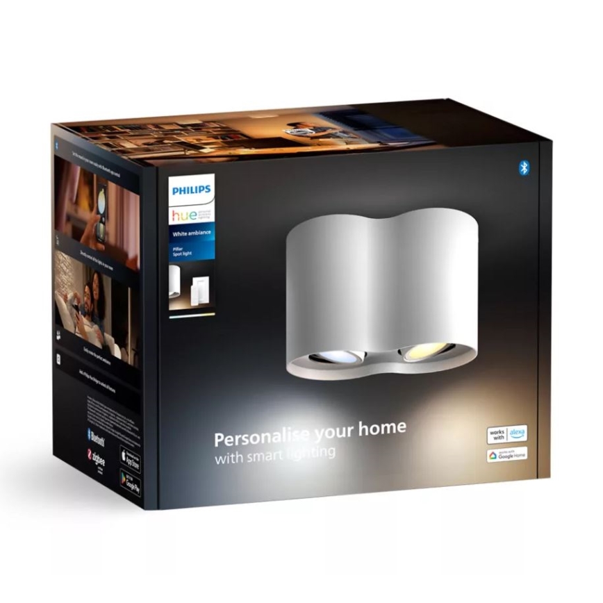 Philips - LED Prigušiva reflektorska lampa Hue PILLAR 2xGU10/4,2W/230V 2200-6500K + Daljinski upravljač bela
