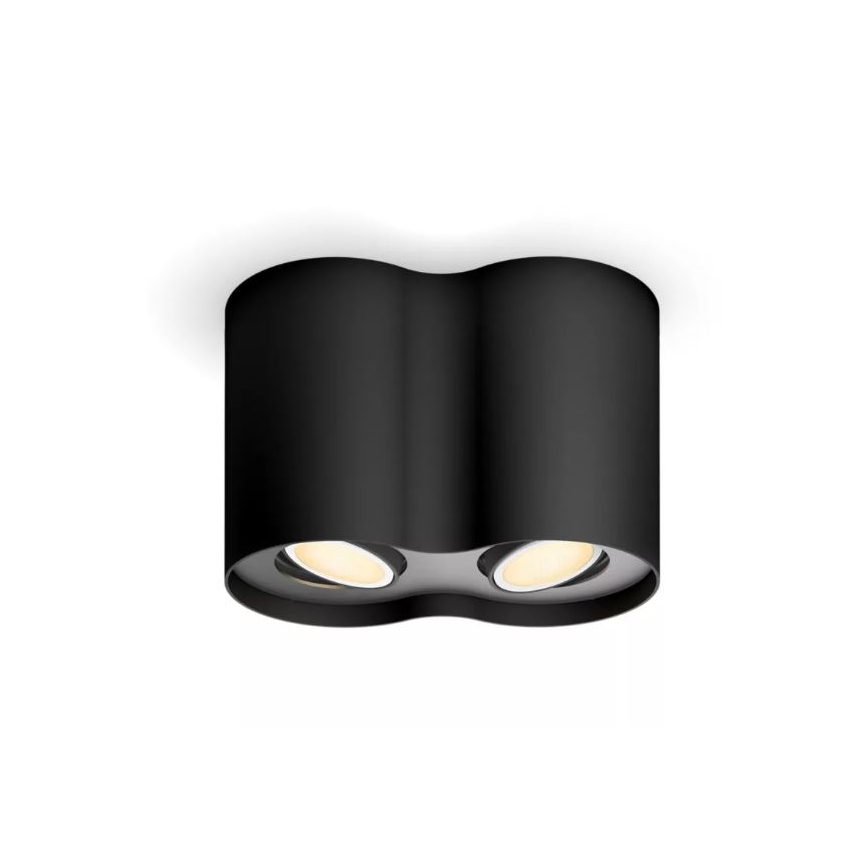 Philips - LED Prigušiva reflektorska lampa Hue PILLAR 2xGU10/4,2W/230V 2200-6500K + Daljinski upravljač crno