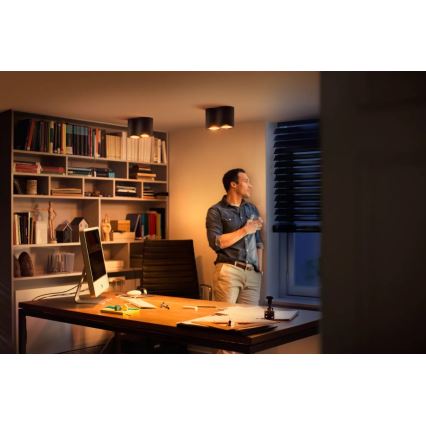 Philips - LED Prigušiva reflektorska lampa Hue PILLAR 2xGU10/4,2W/230V 2200-6500K + Daljinski upravljač crno