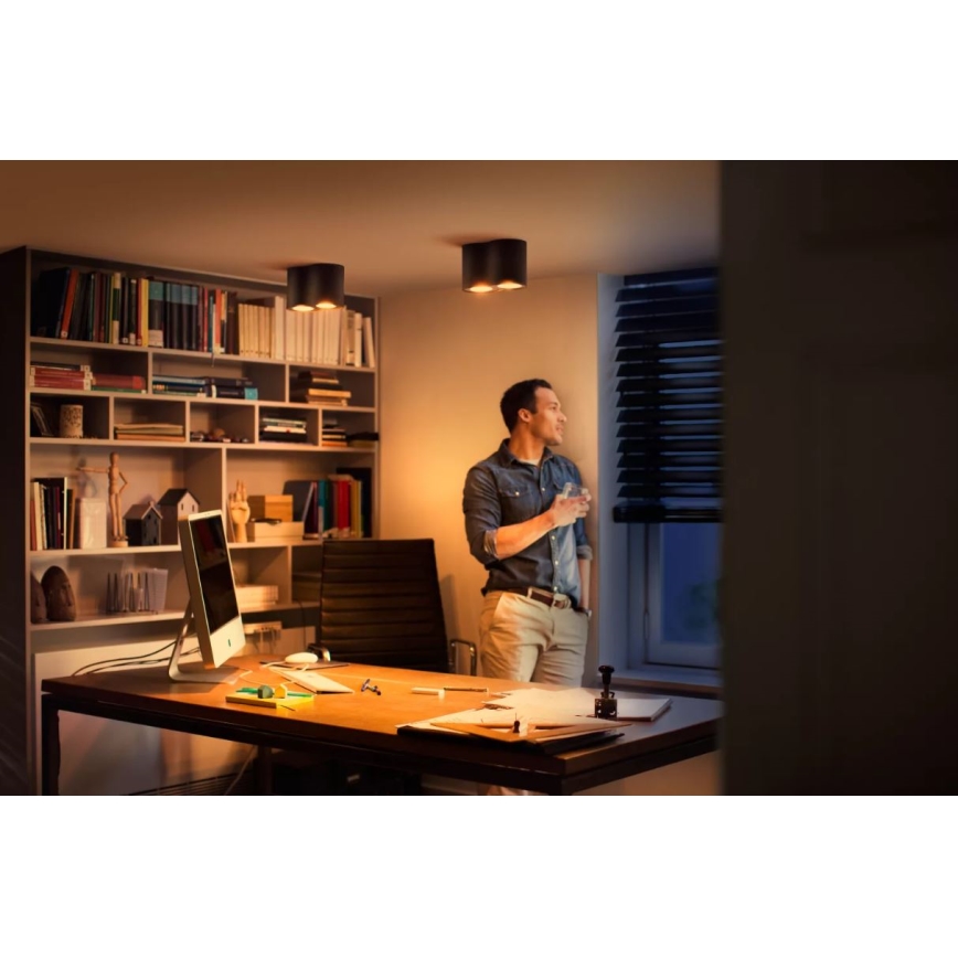 Philips - LED Prigušiva reflektorska lampa Hue PILLAR 2xGU10/4,2W/230V 2200-6500K + Daljinski upravljač crno