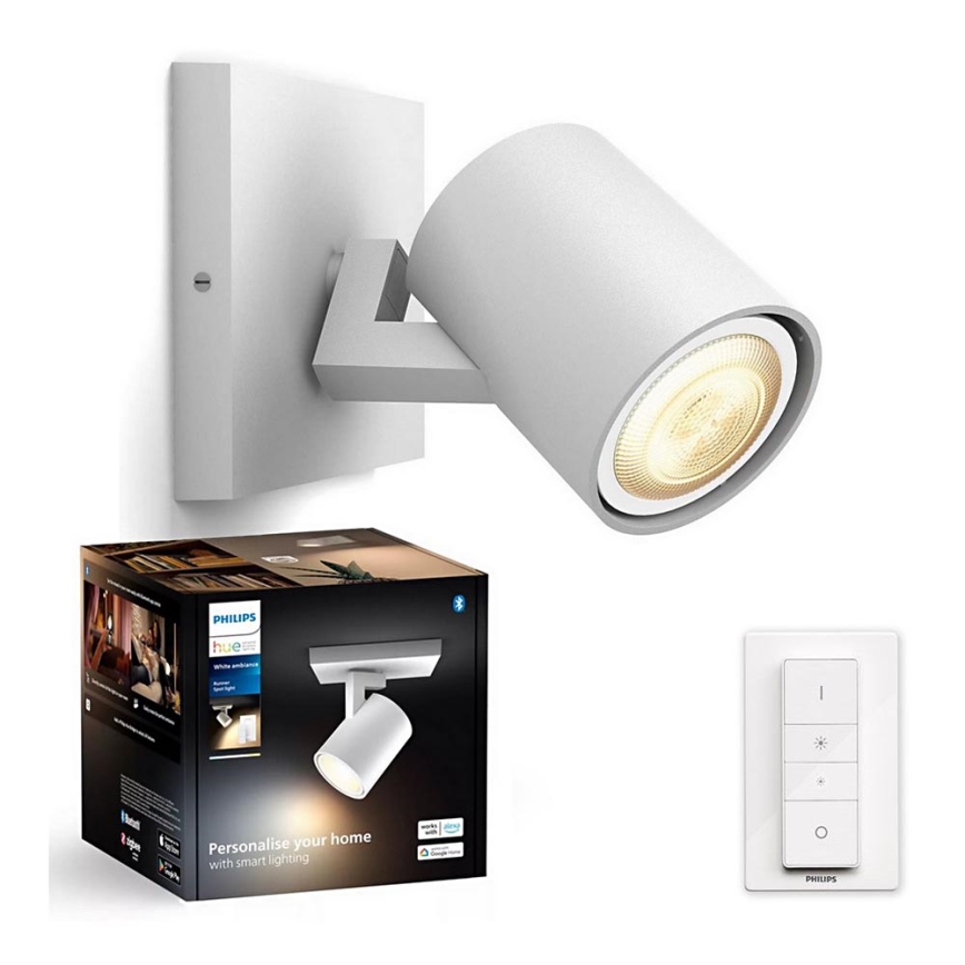 Philips - LED Prigušiva reflektorska lampa Hue RUNNER 1xGU10/4,2W/230V 2200-6500K + Daljinski upravljač bela