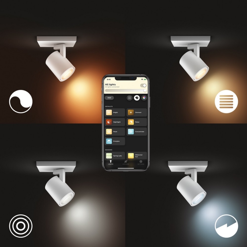 Philips - LED Prigušiva reflektorska lampa Hue RUNNER 1xGU10/4,2W/230V 2200-6500K bela