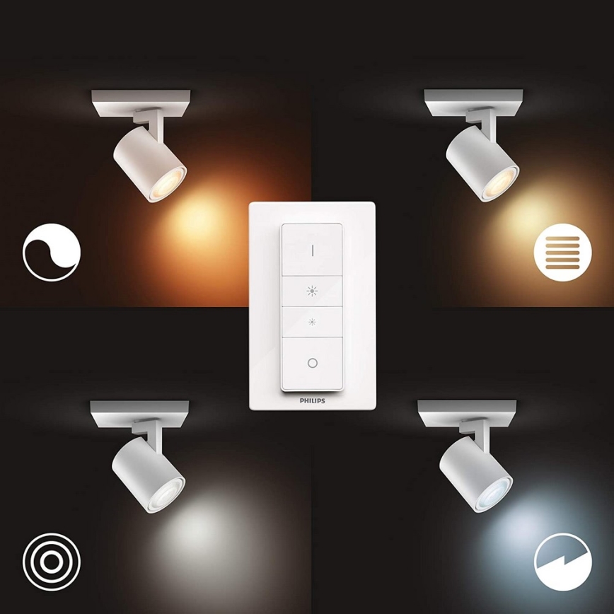 Philips - LED Prigušiva reflektorska lampa Hue RUNNER 1xGU10/4,2W/230V 2200-6500K + Daljinski upravljač bela