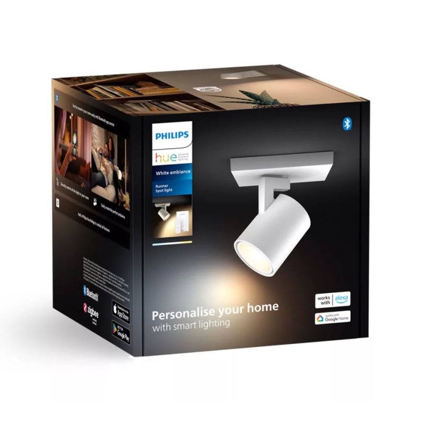 Philips - LED Prigušiva reflektorska lampa Hue RUNNER 1xGU10/4,2W/230V 2200-6500K + Daljinski upravljač bela