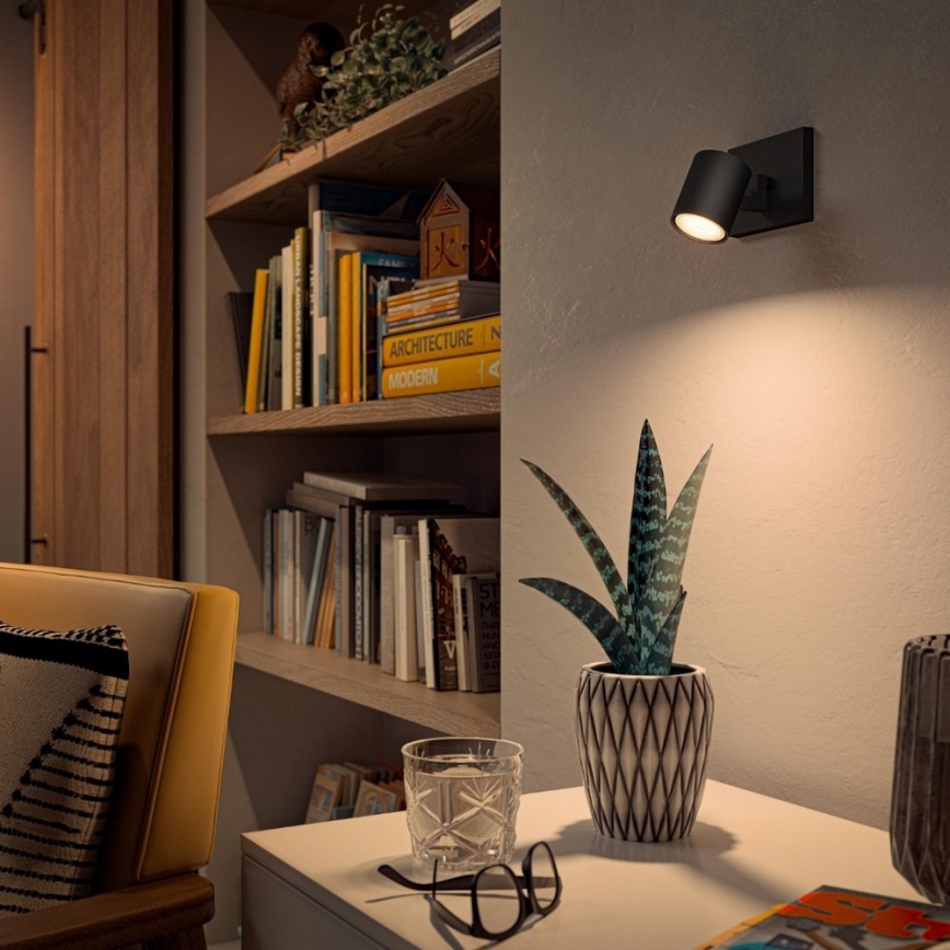 Philips - LED Prigušiva reflektorska lampa Hue RUNNER 1xGU10/4,2W/230V 2200-6500K + Daljinski upravljač crno