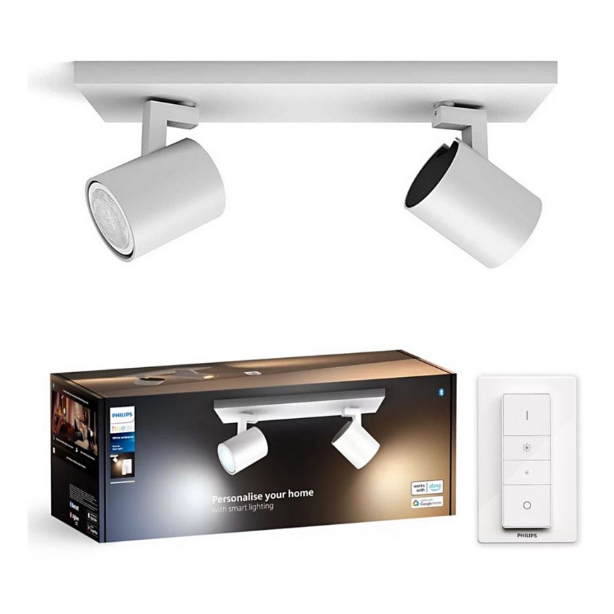 Philips - LED Prigušiva reflektorska lampa Hue RUNNER 2xGU10/4,2W/230V 2200-6500K + Daljinski upravljač bela
