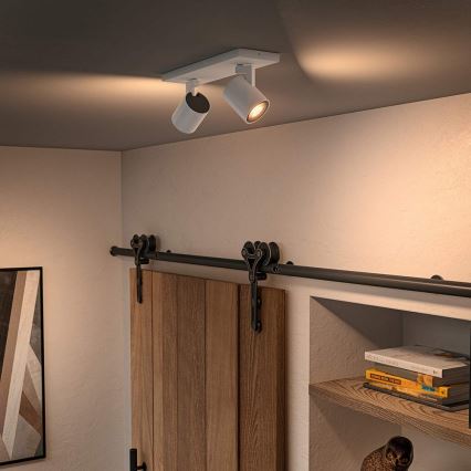 Philips - LED Prigušiva reflektorska lampa Hue RUNNER 2xGU10/4,2W/230V 2200-6500K + Daljinski upravljač bela