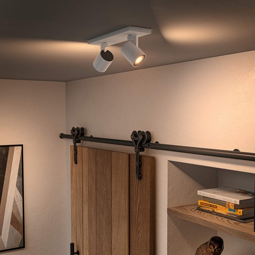 Philips - LED Prigušiva reflektorska lampa Hue RUNNER 2xGU10/4,2W/230V 2200-6500K + Daljinski upravljač bela