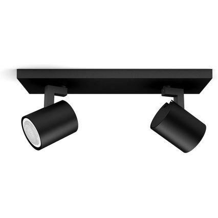Philips - LED Prigušiva reflektorska lampa Hue RUNNER 2xGU10/4,2W/230V 2200-6500K + Daljinski upravljač crno