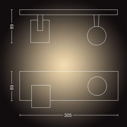 Philips - LED Prigušiva reflektorska lampa Hue RUNNER 2xGU10/4,2W/230V 2200-6500K + Daljinski upravljač crno