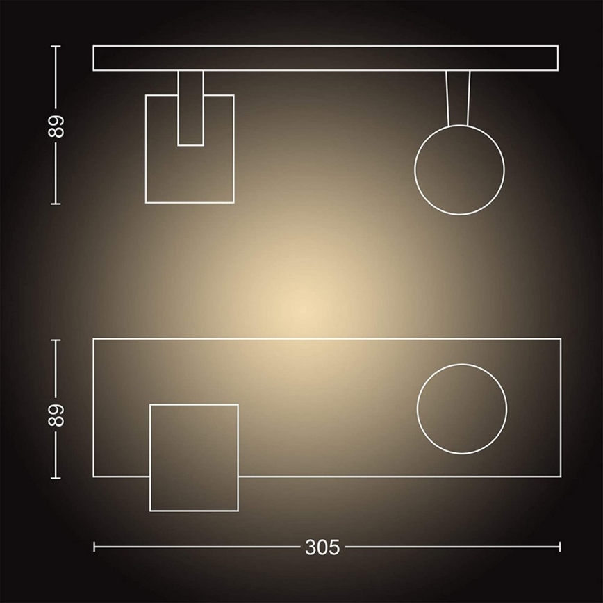 Philips - LED Prigušiva reflektorska lampa Hue RUNNER 2xGU10/4,2W/230V 2200-6500K + Daljinski upravljač crno