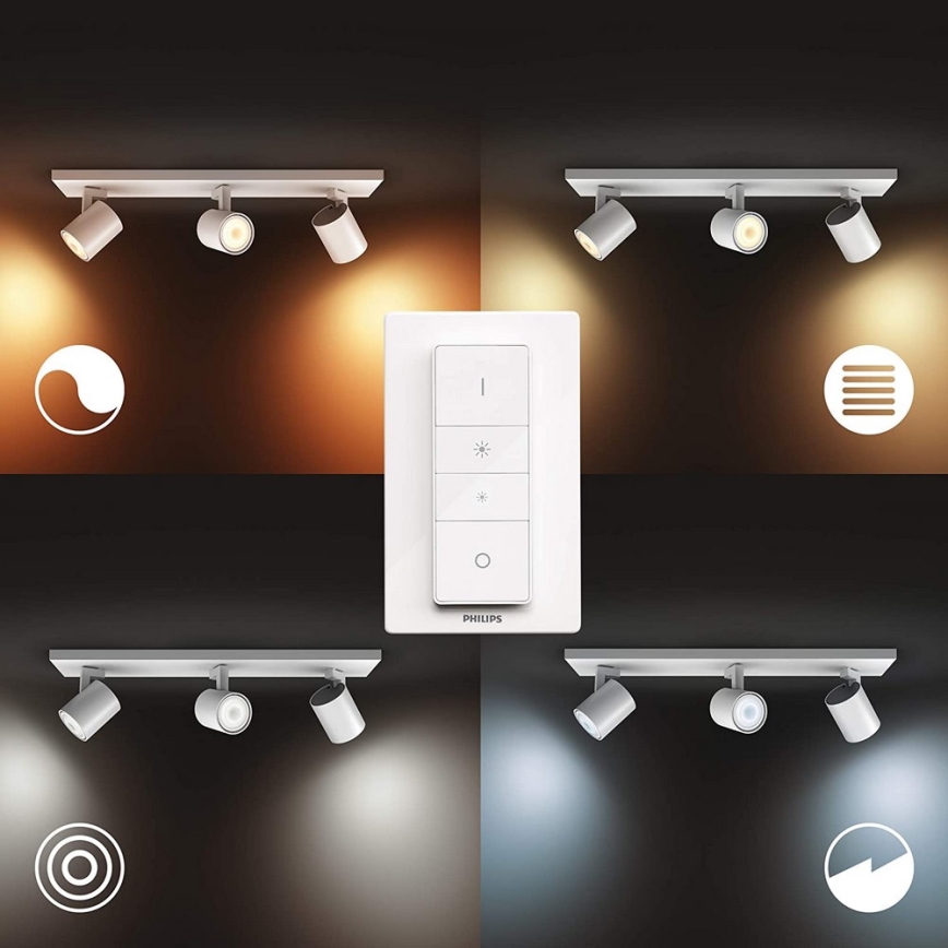 Philips - LED Prigušiva reflektorska lampa Hue RUNNER 3xGU10/4,2W/230V 2200-6500K + Daljinski upravljač bela