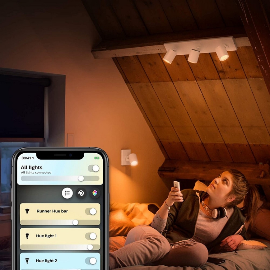 Philips - LED Prigušiva reflektorska lampa Hue RUNNER 3xGU10/4,2W/230V 2200-6500K + Daljinski upravljač bela